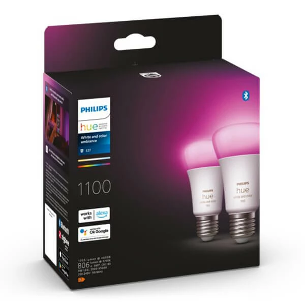 Philips Hue White Col. Amb. E27 2x800lm 75W - LED 4 Philips Hue White Col. Amb. E27 2x800lm 75W - LED – Image 2