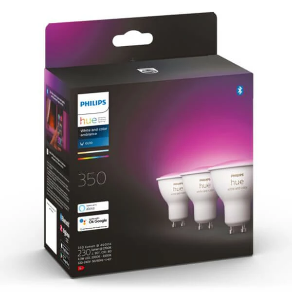 Philips Hue White Col. Amb. GU10 3x230lm - LED 4 Philips Hue White Col. Amb. GU10 3x230lm - LED – Image 2