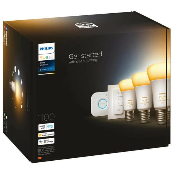 Kit De Démarrage De Lampes A60 White Ambiance E27 8W - 3 Pièces - Philips Hue 3 Kit De Démarrage De Lampes A60 White Ambiance E27 8W - 3 Pièces - Philips Hue
