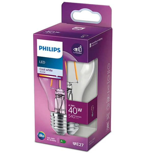 Philips Standard 40W E27 A60 Klar Nd Chaudeblanc - LED 4 Philips Standard 40W E27 A60 Klar Nd Chaudeblanc - LED – Image 2