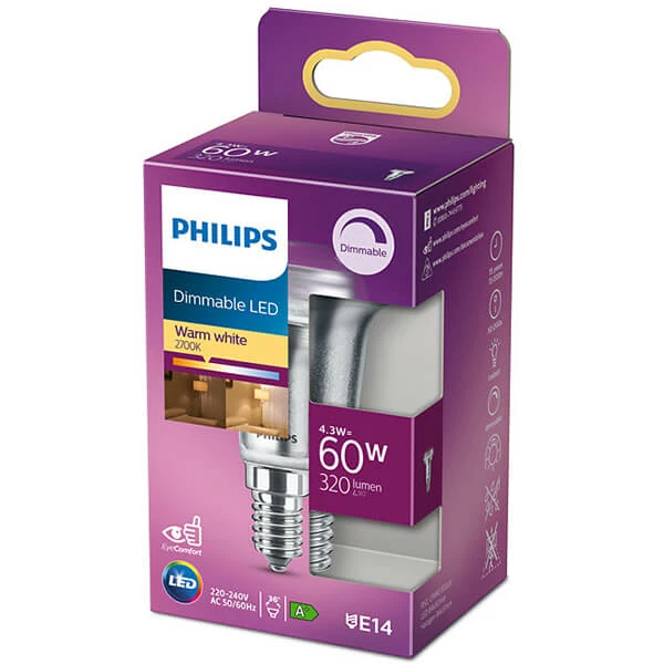 Philips Refl. 60W E14 R50 Klar Dimm. Chaudeblanc - LED 4 Philips Refl. 60W E14 R50 Klar Dimm. Chaudeblanc - LED – Image 2