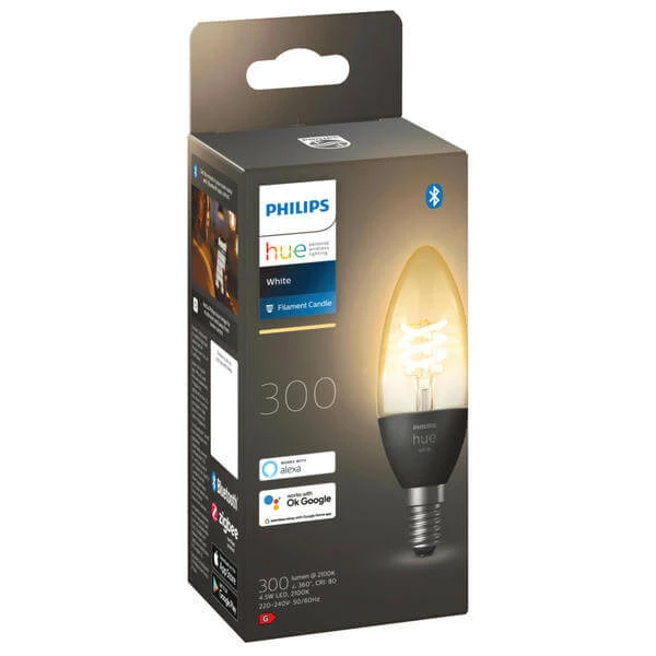 Lampe à Filament Bougie Blanche E14 4.5 W - 1 Pièce - Philips Hue 3 Lampe à Filament Bougie Blanche E14 4.5 W - 1 Pièce - Philips Hue